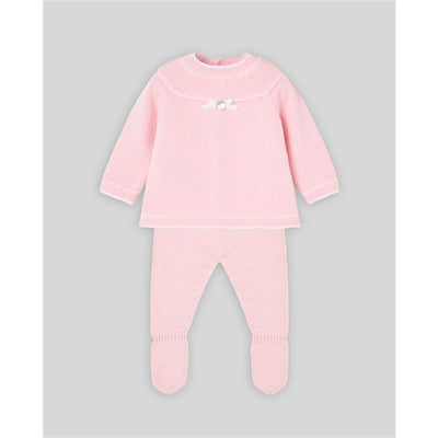 Paz Rodriguez Take Me Home Set Knit Newborn Sweater + Leggings Regalo Oi, Powder Pink/Cream Image 1
