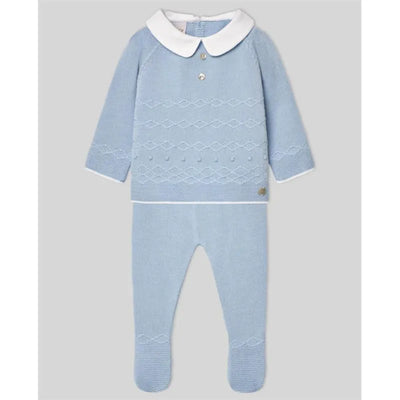 Paz Rodriguez - Take Me Home Set Knit Newborn Sweater + Leggings Vento, Sky Blue Image 1