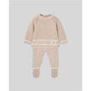 Paz Rodriguez Take Me Home Set Knit Newborn Sweater + Leggins Lua, Light Brown/Cream Image 1