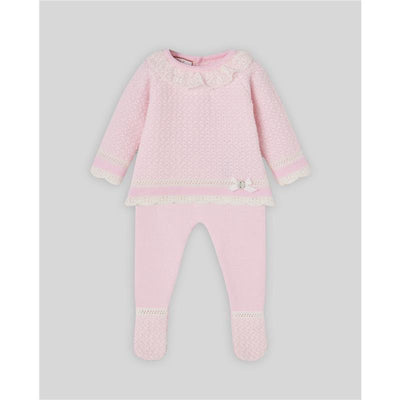 Paz Rodriguez Take Me Home Set Knit Newborn Sweater + Leggins Nai, Light Pink/Cream Image 1