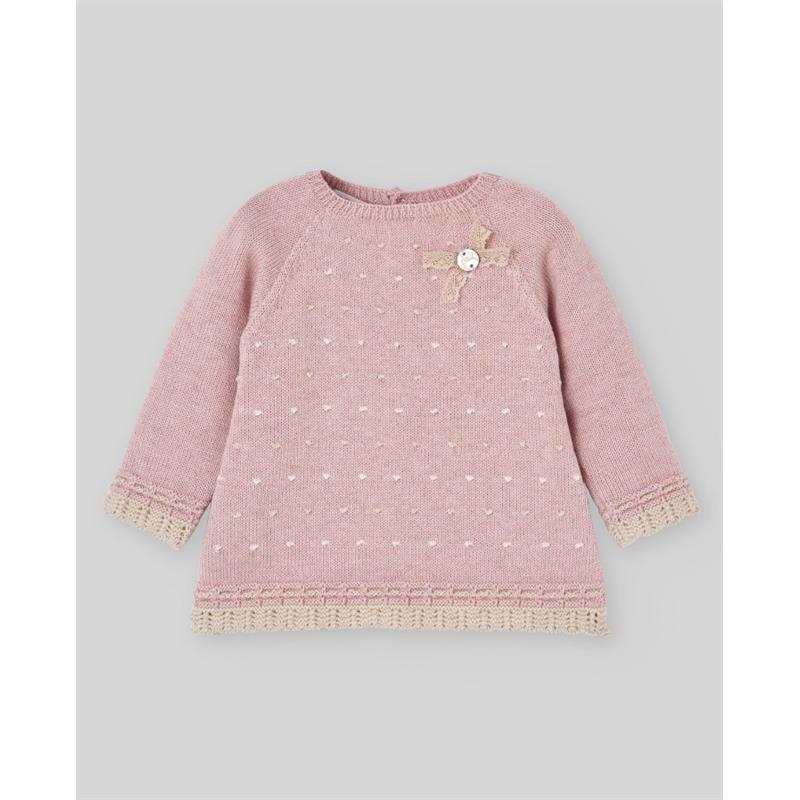 Paz Rodriguez Take Me Home Set Knit Newborn Sweater + Leggins Val, Powder Pink/Light Brown Image 3