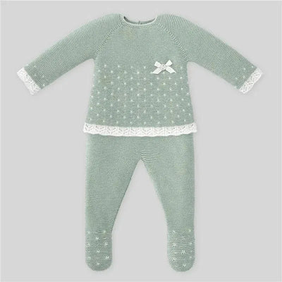 Paz Rodriguez - Take Me Home Set Knit Sweater & Leggins Nidos, Powder Green/Cream Image 1