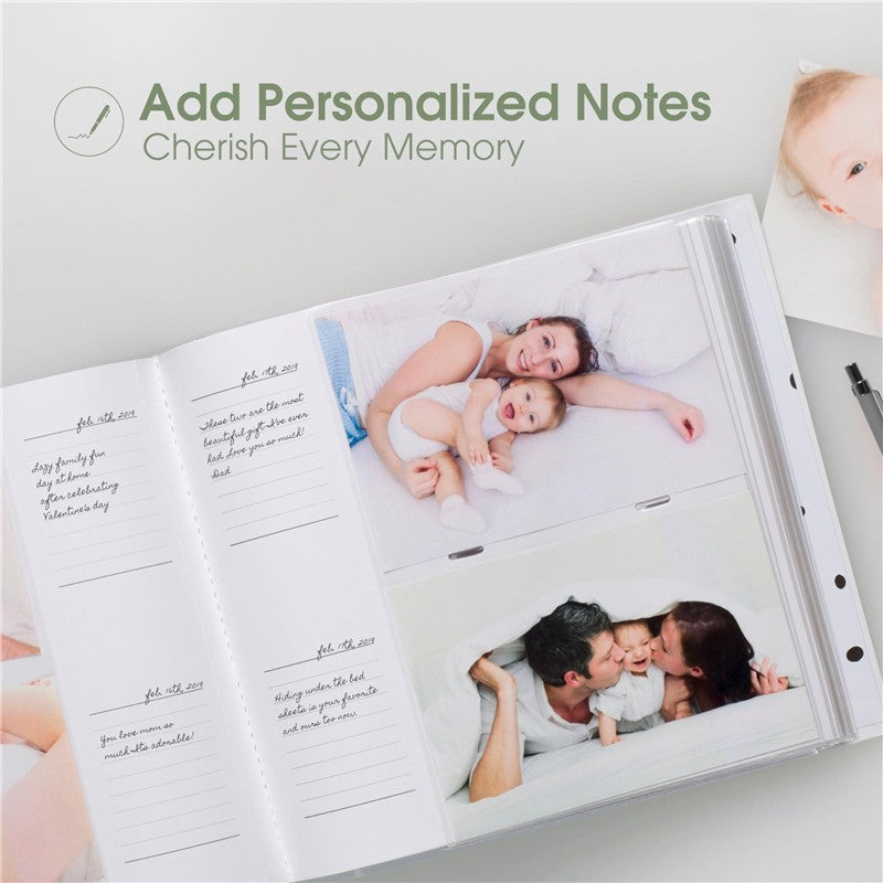 Pearhead Baby Photo Album with Guided Journal Pages - White Polka Dots Image 2