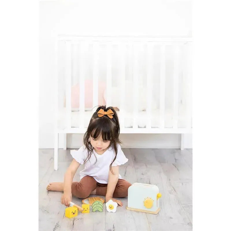 Pearhead - Brunch Time Montessori Toy Toaster Oven Set, 9 Piece Wooden Play Toy Set  Image 6