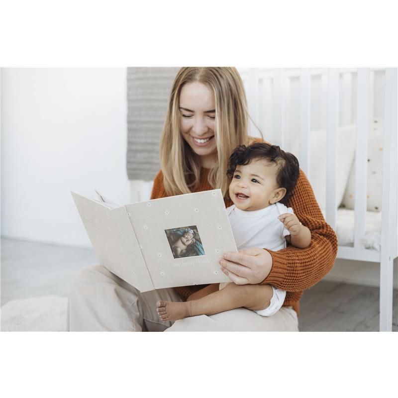 Pearhead - Daisy Linen Baby Book, Memory Book Image 3
