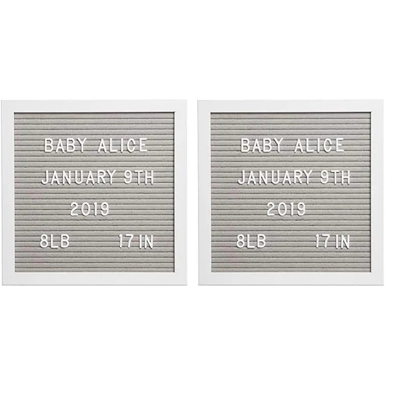 Pearhead 10x10 Gray Felt Letterboard - Includes 292 Letters For Baby Photos & Announcements