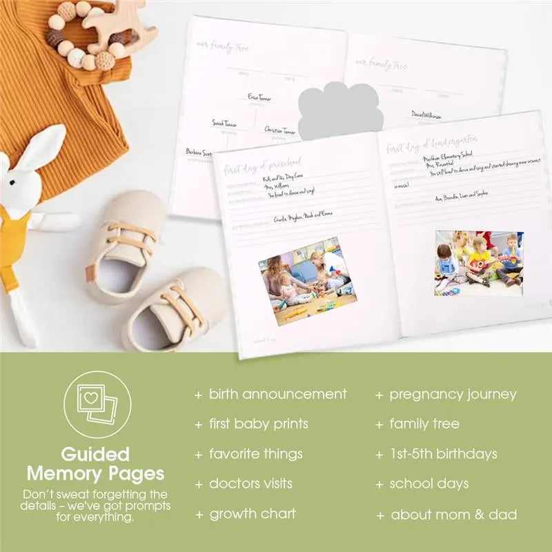 Pearhead - Gingham Baby Memory Book And Clean-Touch Ink Pad, Gray Image 5