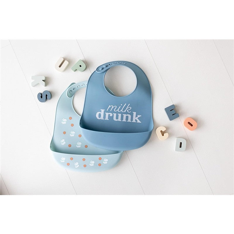 Pearhead Milk Drunk Silicone Baby Bib Set of 2 Image 5