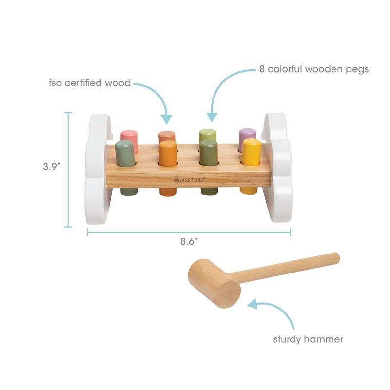 Pearhead - Montessori Hammer Bench Toy, Pounding and Hammering Wooden Toy for Ages 1+ Years  Image 5