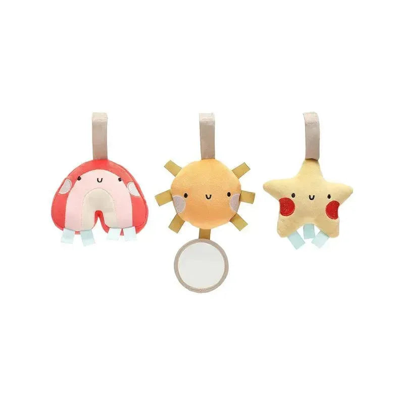 Pearhead - Rainbow Sun and Stars Stroller Toys, Plush Corduroy Baby Travel Car Seat Toy, Set of 3  Image 4