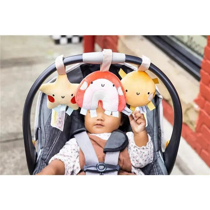 Pearhead - Rainbow Sun and Stars Stroller Toys, Plush Corduroy Baby Travel Car Seat Toy, Set of 3  Image 5