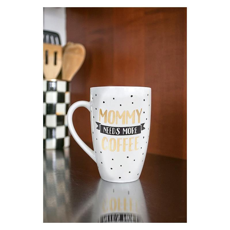 Pearhead White,Black & Gold Mommy Needs Coffee Mug Image 5