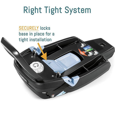 Primo Viaggio 4-35 Load Leg Base in charcoal with a highlighted Right Tight System for secure installation.