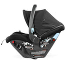 Baseless infant car seat in True Black, featuring instructions and a LATCH system for secure installation.