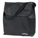 Black tote bag with a strap, featuring the Peg Perego logo, designed for carrying the Peg Rialto Booster High Chair.