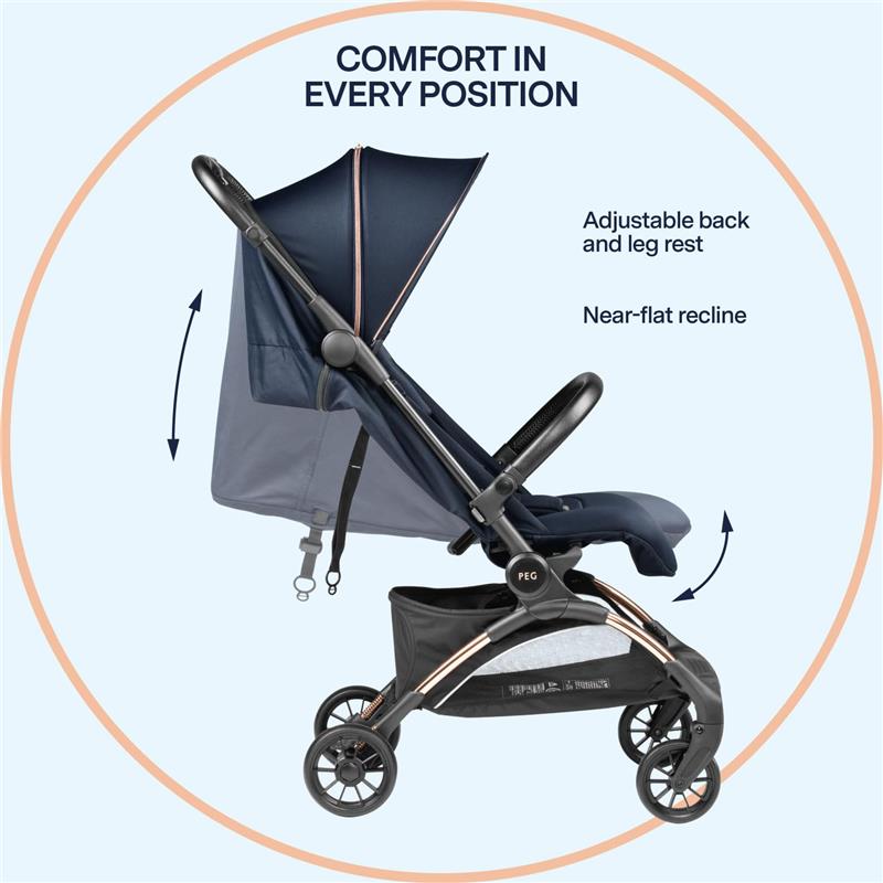Peg Perego Volo Ultra Lightweight Carry On Compliant Travel Stroller, True Black Image 5