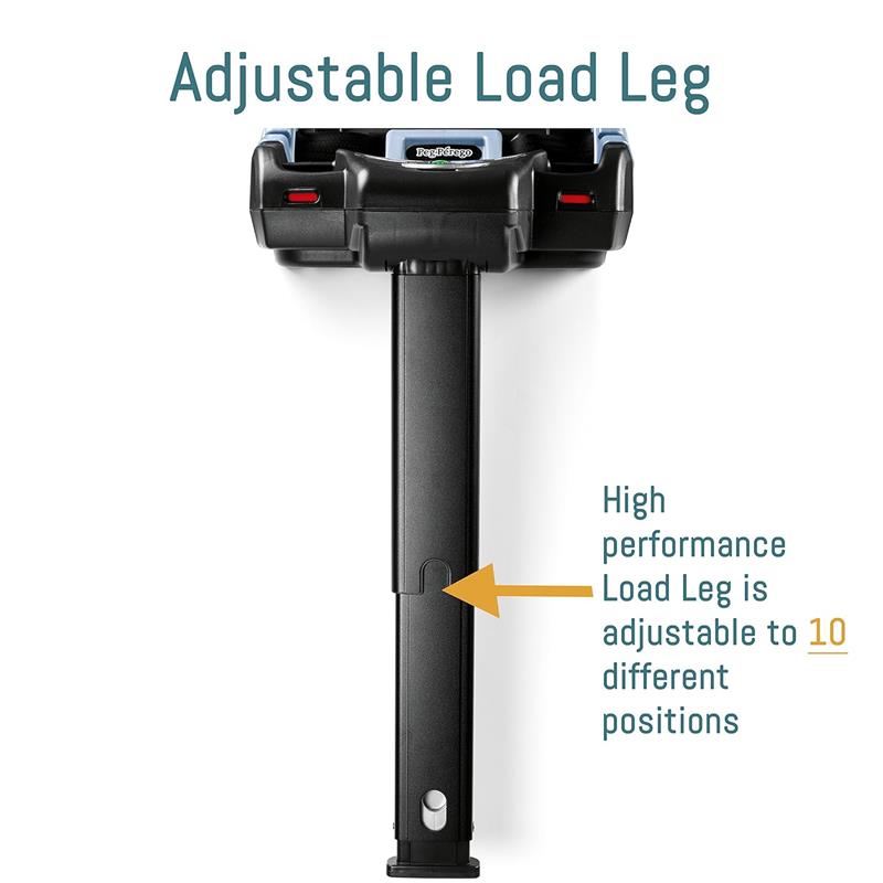 Adjustable load leg of the Peg Perego Ypsi Travel System, highlighting its ability to adjust to 10 positions for safety.