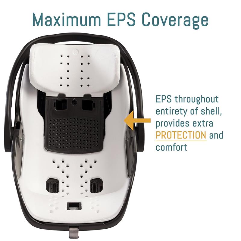 Maximum EPS coverage details of the Peg Perego Ypsi Travel System in Vanilla Blend, highlighting protection and comfort features.
