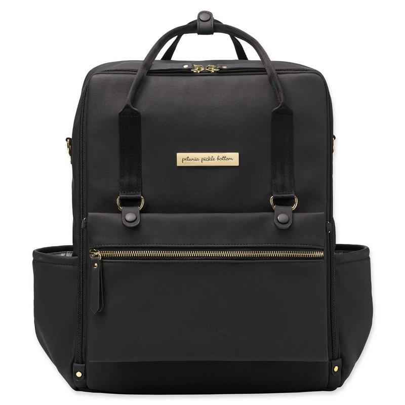 Petunia - Pickle Bottom Balance Backpack Diaper Bag, Black Matte Leatherette Image 1