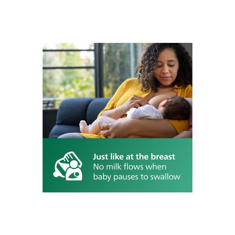 Philips Avent Natural Glass Baby Bottles, 8oz, with a message highlighting natural feeding response.