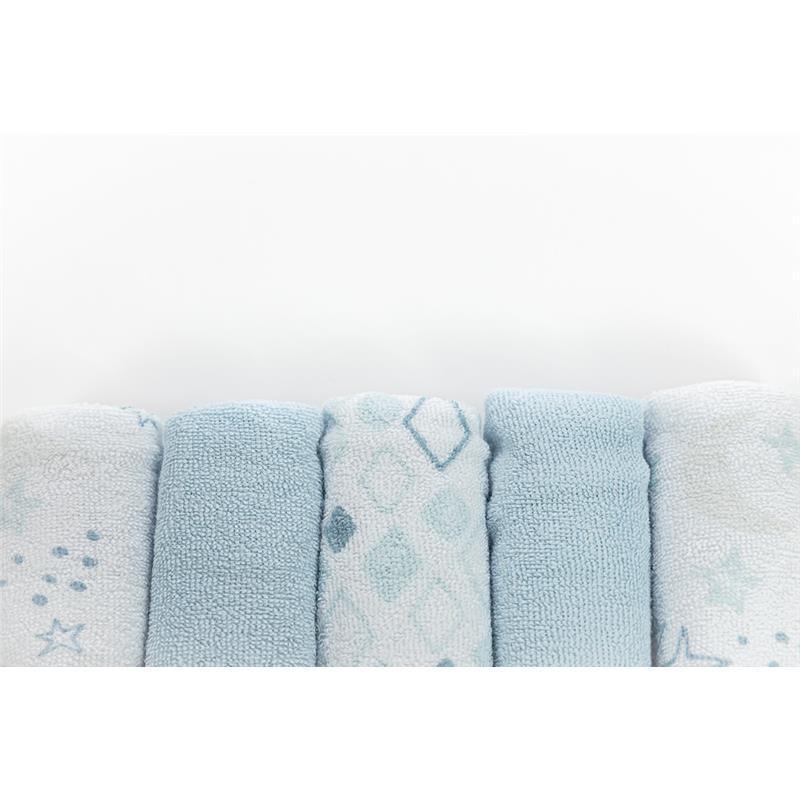 Piccolo Bambino 5pk Terry Baby Washcloth Set,Blue