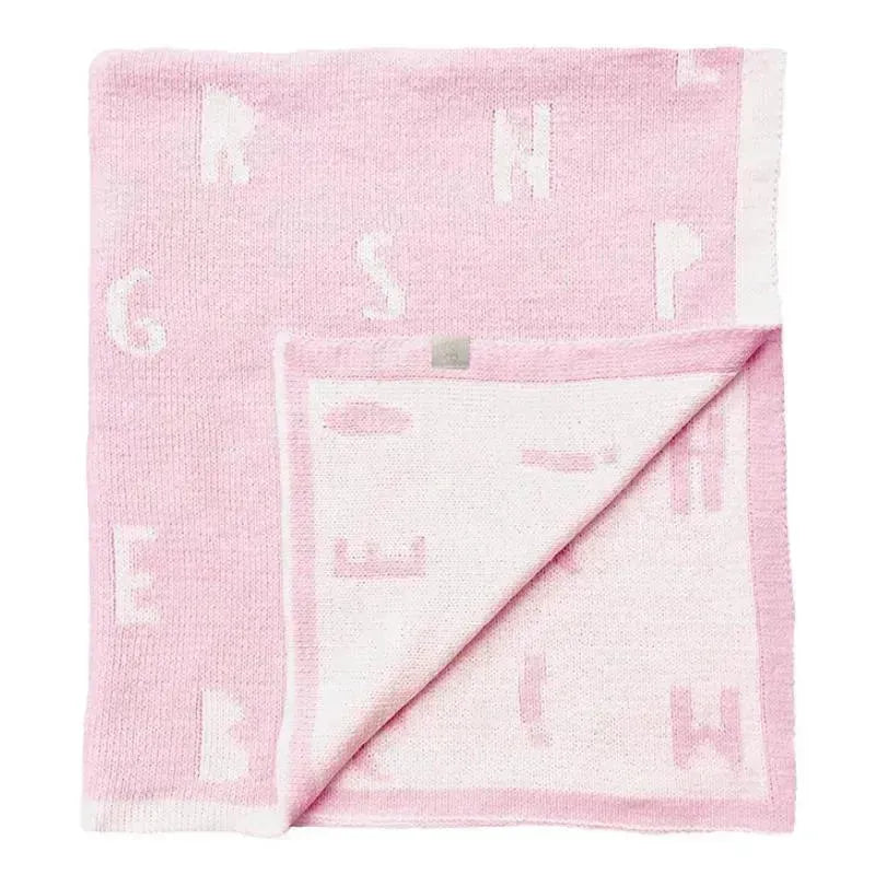 Piccolo Bambino - Feather Chenille Blanket Stroller Blanket On Wooden Hanger Pink Image 1