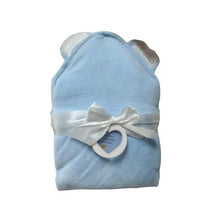 Piccolo Bambino - Luxury Velour Hooded Towel With Satin Ears, Blue Image 1