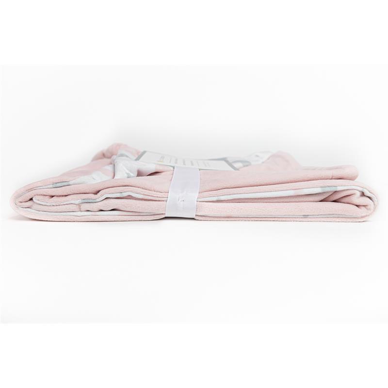 Piccolo Bambino Reversible Chamois Baby Blankets, Pink/Clouds Image 2