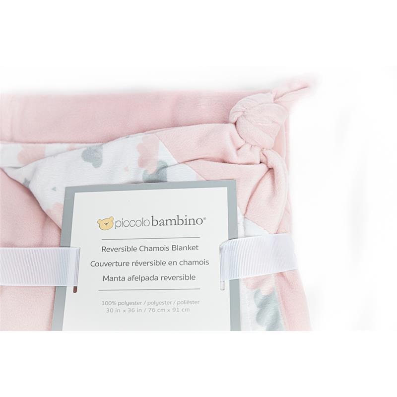 Piccolo Bambino Reversible Chamois Baby Blankets, Pink/Clouds Image 3