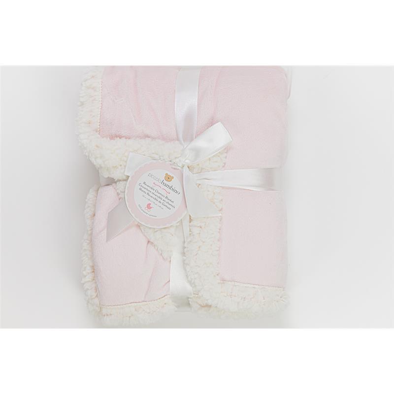 Piccolo Bambino Reversible Chamois Baby Blankets,Pink Image 1