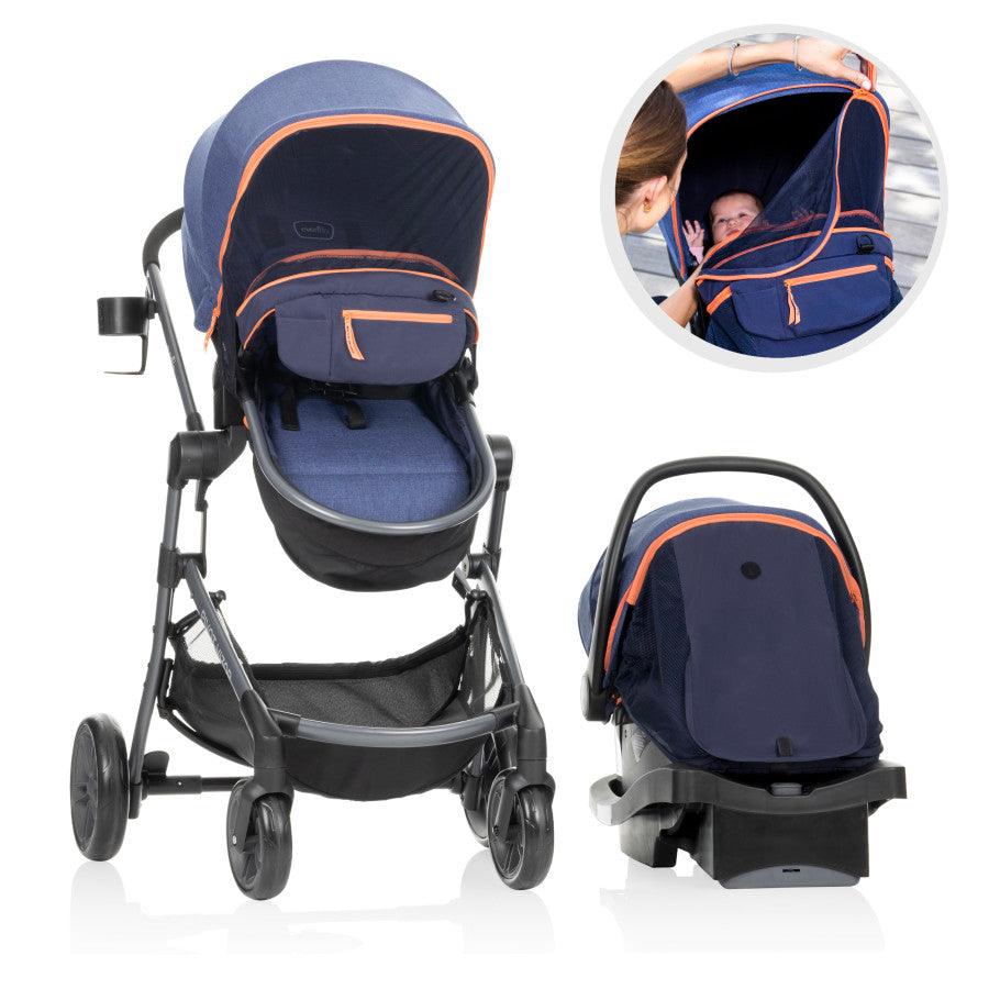 Evenflo Pivot VIZOR Travel System with LiteMax Infant Car Seat (Chasse Black)