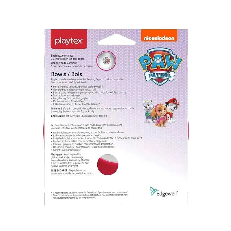 Playtex - Mealtime Paw Patrol Bowls for Girls, 3 Pack Image 3