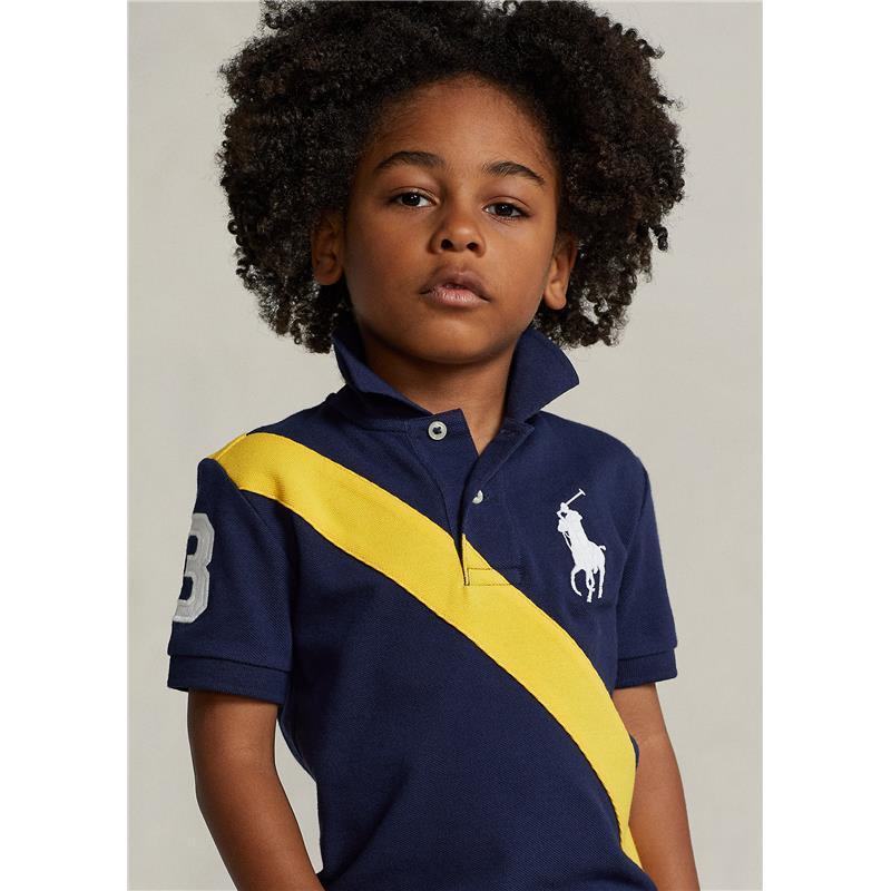 Polo Ralph Lauren Baby - Big Pony Cotton Mesh Polo Shirt, Newport Navy Multi Image 3