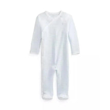 Polo Ralph Lauren Baby - Boy Long-Sleeve Organic Cotton Interlock Knit Coverall, Beryl Blue/White Image 2