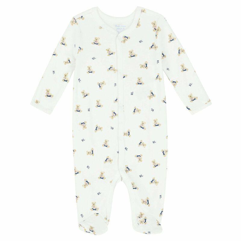 Polo Ralph Lauren Baby - Boys Printed Cotton Coverall, White/Blue Image 1