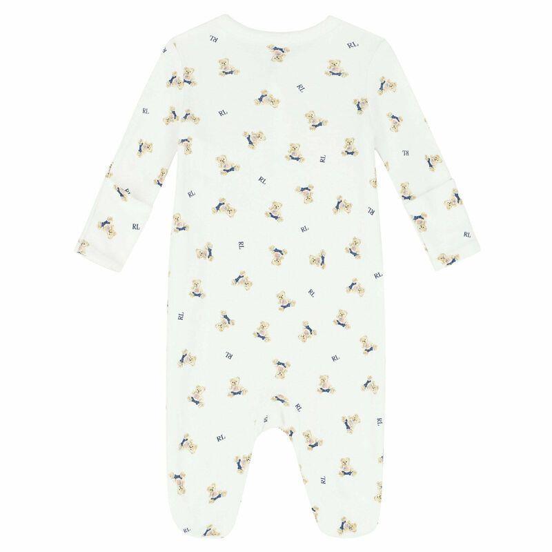 Polo Ralph Lauren Baby - Boys Printed Cotton Coverall, White/Blue Image 2