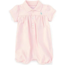 Polo Ralph Lauren Baby - Girl Short Sleeve Interlock Romper, Pink Image 1