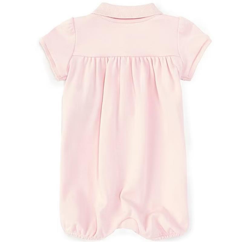 Polo Ralph Lauren Baby - Girl Short Sleeve Interlock Romper, Pink Image 2