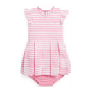 Polo Ralph Lauren Baby - Girls Striped Ottoman Ribbed Dress & Bloomer, Pink Image 1