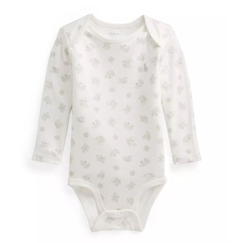 Polo Ralph Lauren Baby - Long-Sleeve Organic Cotton Interlock Knit Bodysuit, Grey Image 1