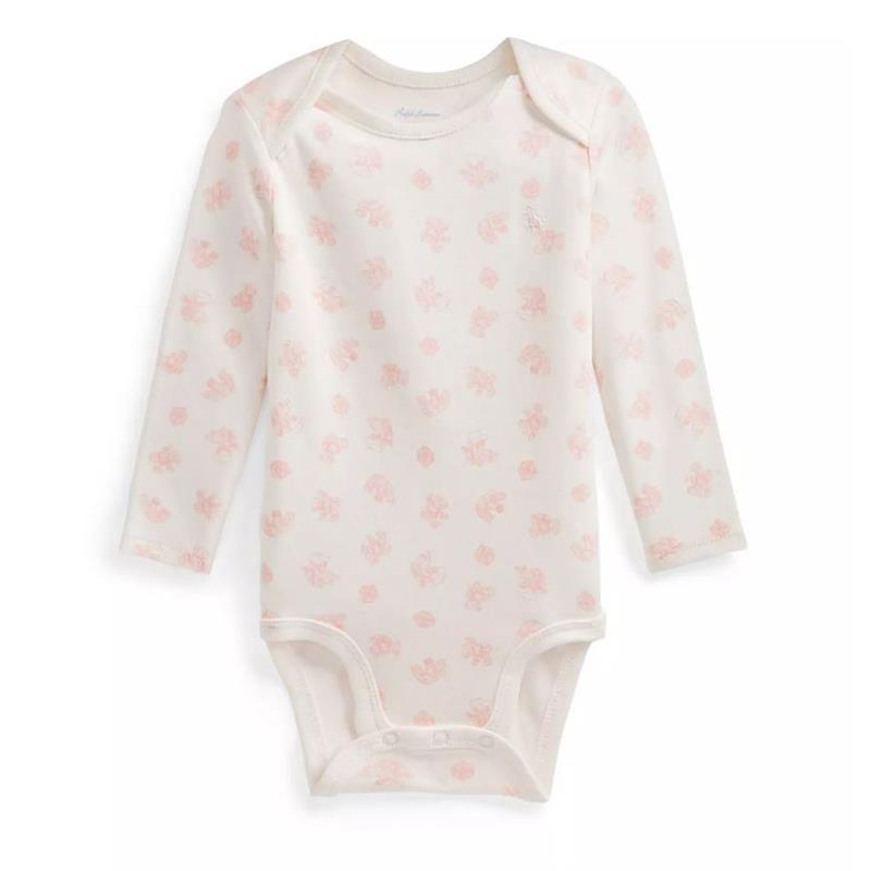 Polo Ralph Lauren Baby - Long-Sleeve Organic Cotton Interlock Knit Bodysuit, Pink Image 1