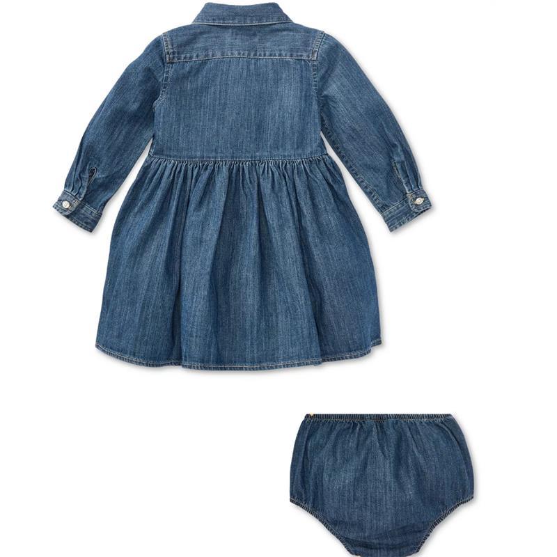 Polo Ralph Lauren Baby - Shirred Denim Shirtdress, Indigo Image 2