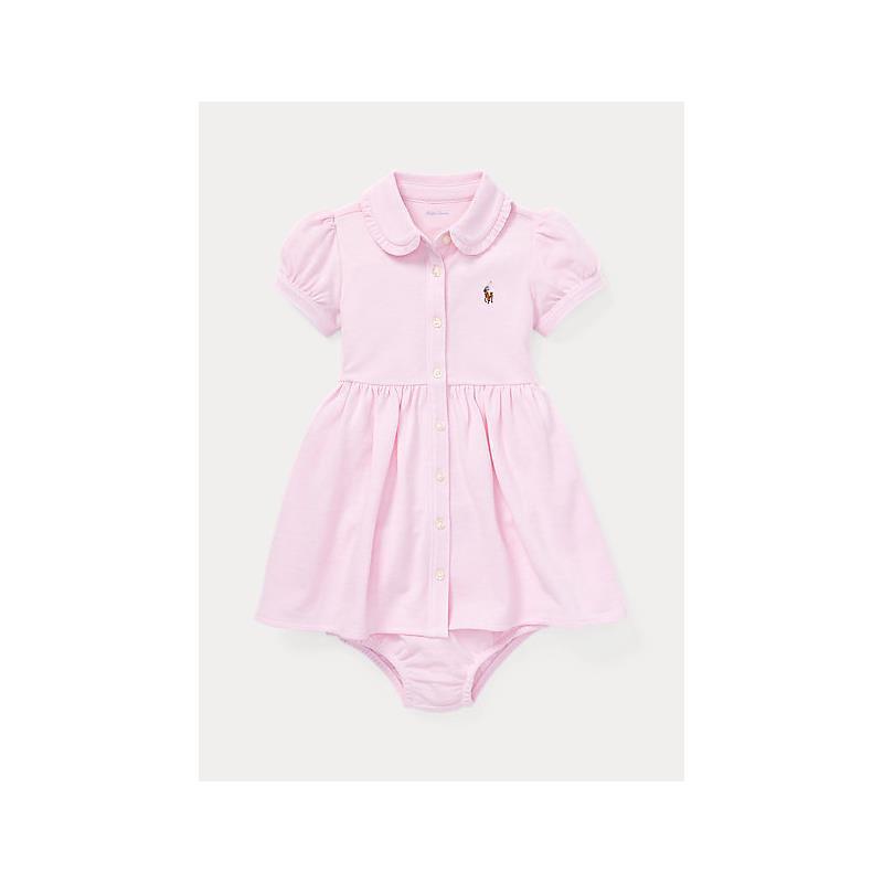 Polo Ralph Lauren Baby - Striped Knit Oxford Dress & Bloomer, Camel Pink Image 1