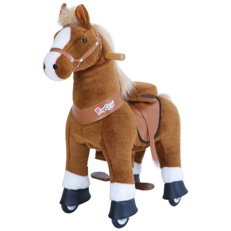 Ponycycle Light Brown Horse 4-10 Years Old, Ride on Horse Plush Toy, Kids Riding Toy, Brown Pony Horse Image 1