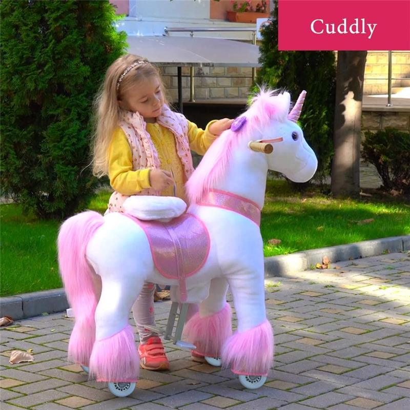 Ponycycle Pink Unicorn 4-10 Years Old, Kids Unicorn Ride on Toy, Ride on Unicorn Toy Plush, Pink Pony Image 11