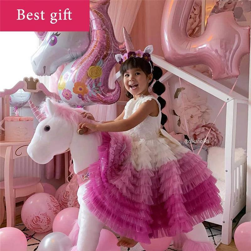 Ponycycle Pink Unicorn 4-10 Years Old, Kids Unicorn Ride on Toy, Ride on Unicorn Toy Plush, Pink Pony Image 6