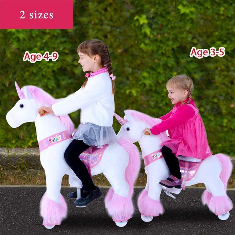 Ponycycle Pink Unicorn 4-10 Years Old, Kids Unicorn Ride on Toy, Ride on Unicorn Toy Plush, Pink Pony Image 7