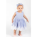 Popatu - Baby Girls Blue Stripes Lace Trim Dress Image 3