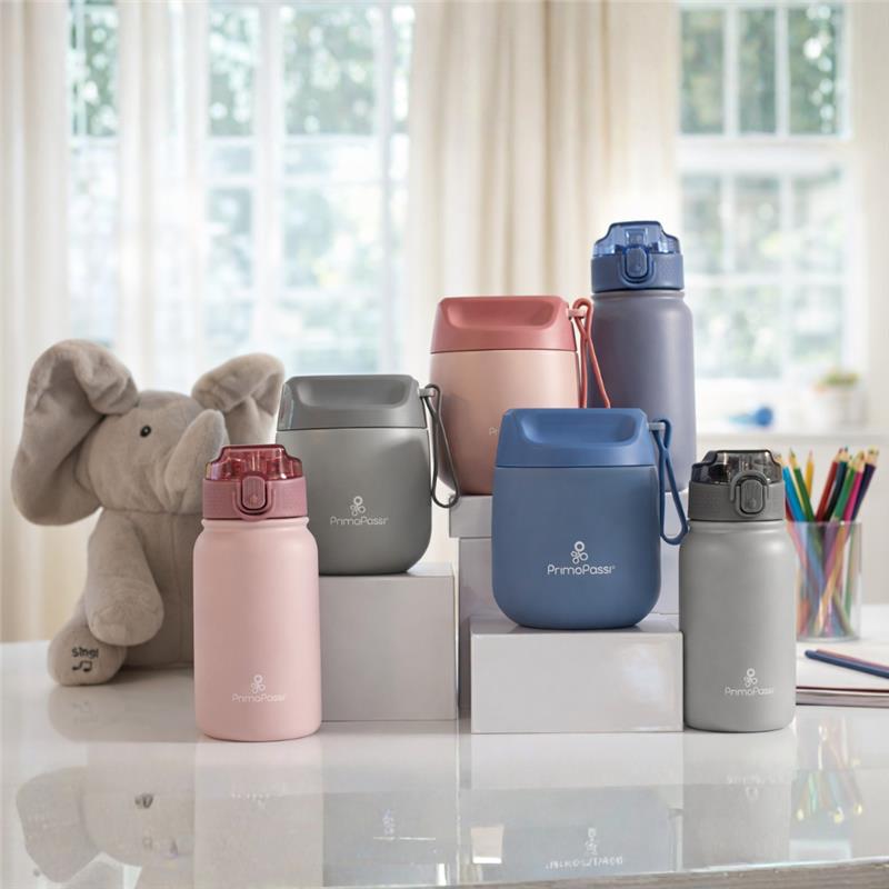 Primo Passi 12 oz Kids Insulated Straw Water Bottle, Gray Image 7