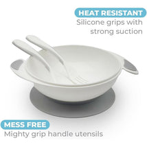 Primo Passi Baby Suction Bowl with Lid, Fork & Spoon Set, Grey Image 2